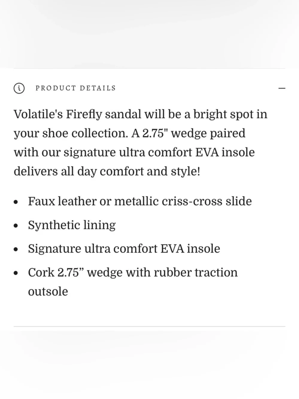 Volatile Firefly wedge in bronze, 9M, very gently worn (no box)